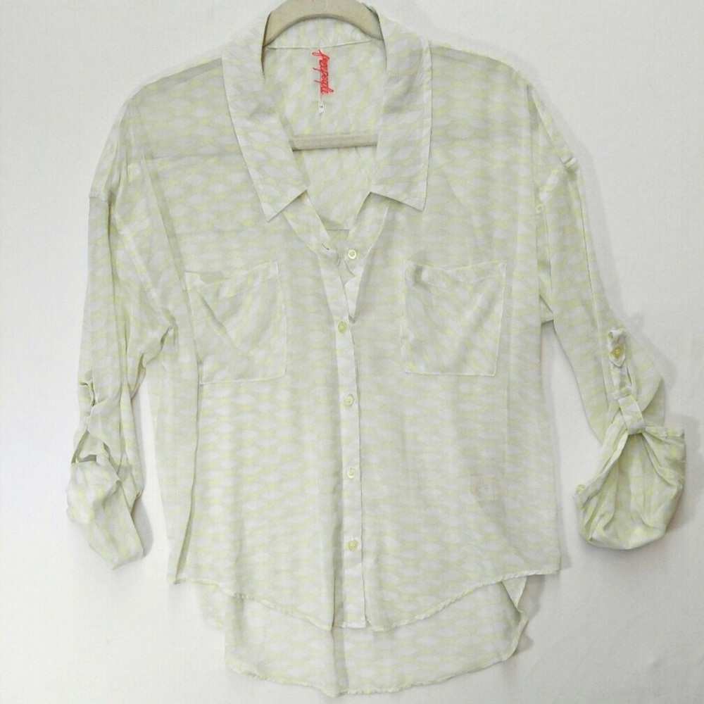 Free People long sleeve button-up sheer top